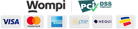 Medios de pago aceptados: Wompi, PSE, Visa y Mastercard